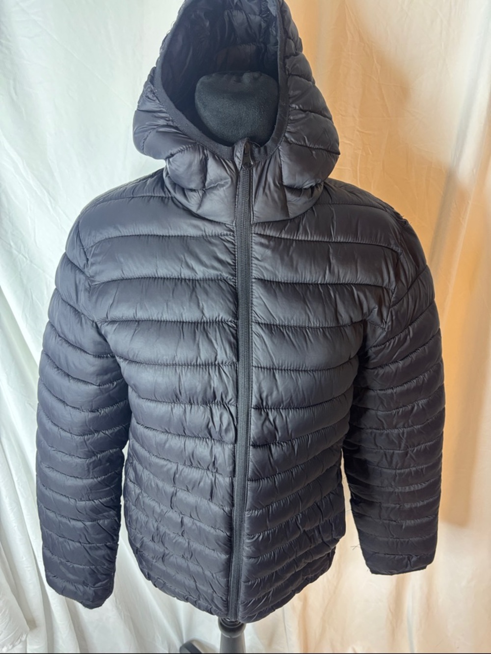 H&M Men's Black Hooded Lightweight Puffer Jacket